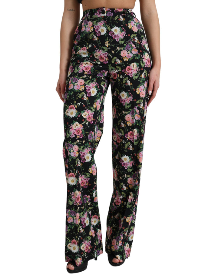 Floral high-waisted wide-leg pants