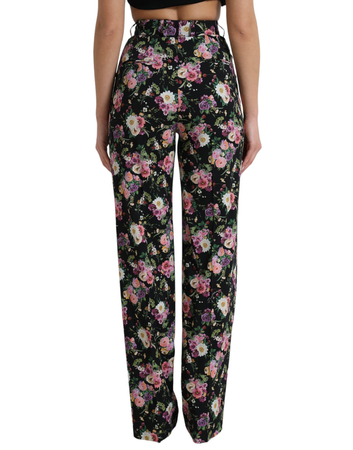 Floral high-waisted wide-leg pants