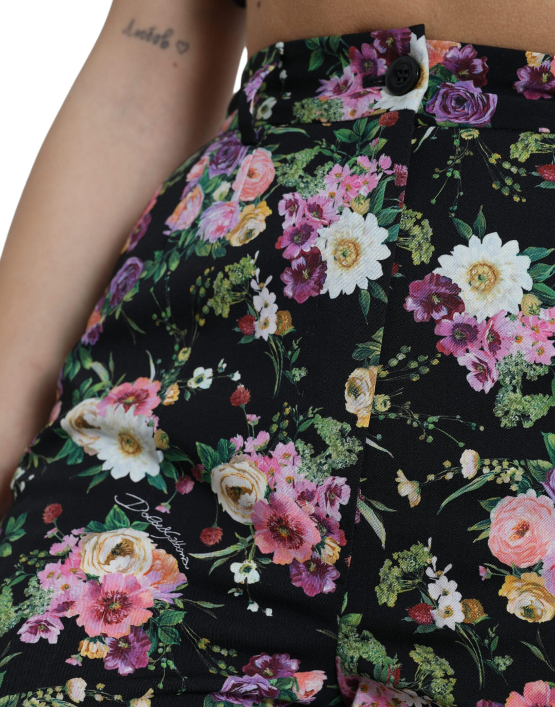 Floral high-waisted wide-leg pants