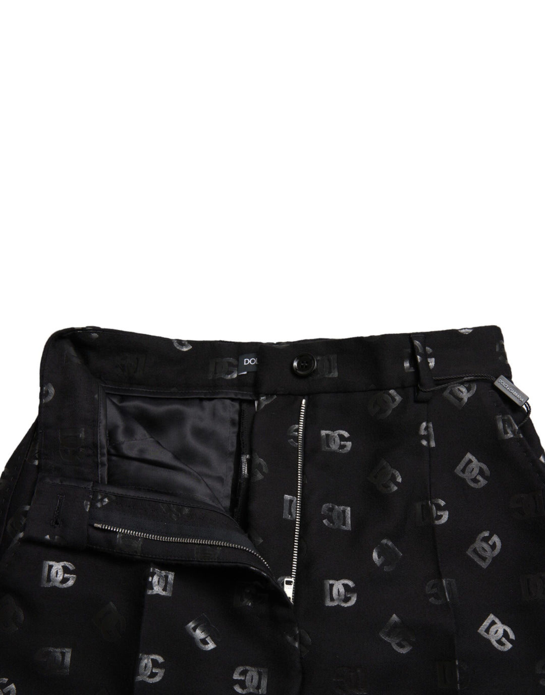 Chic high waist straight pants with logo print