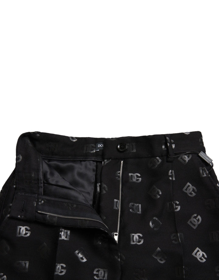 Chic high waist straight pants with logo print