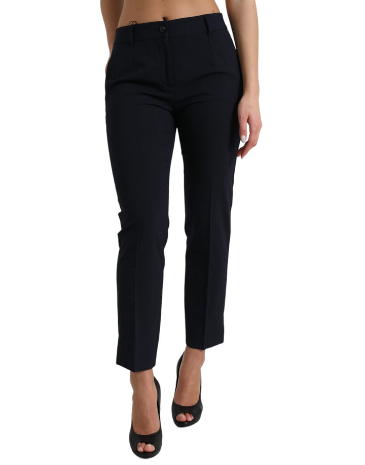 Dolce & Gabbana Elegante Mid Waist Tapered Pants in Blau