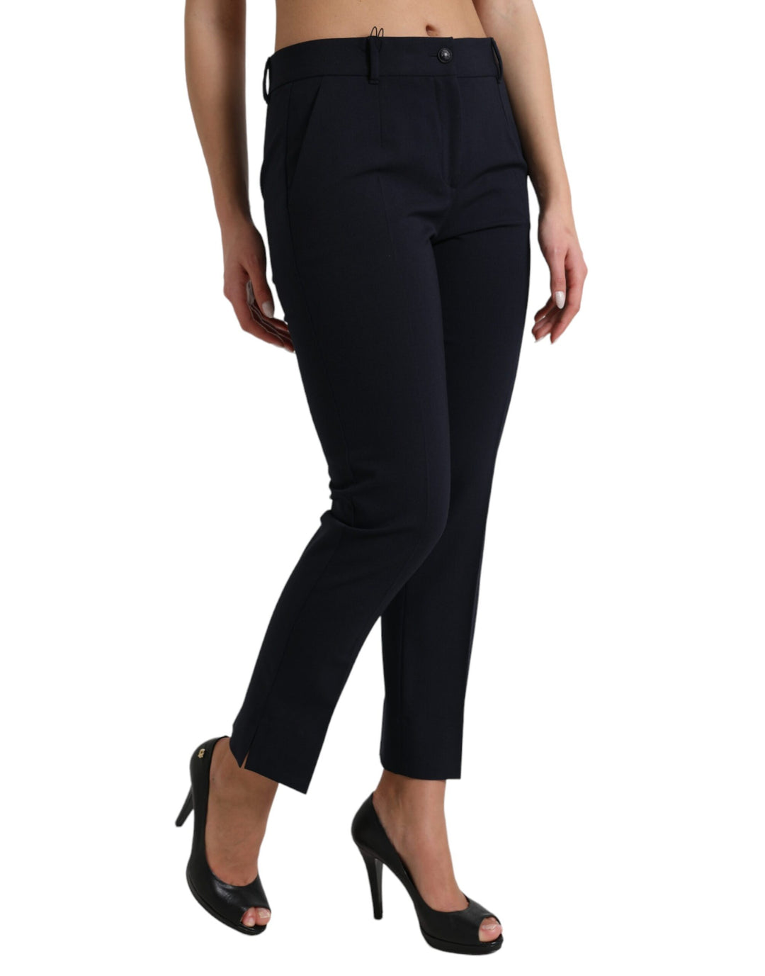 Dolce & Gabbana Elegante Mid Waist Tapered Pants in Blau