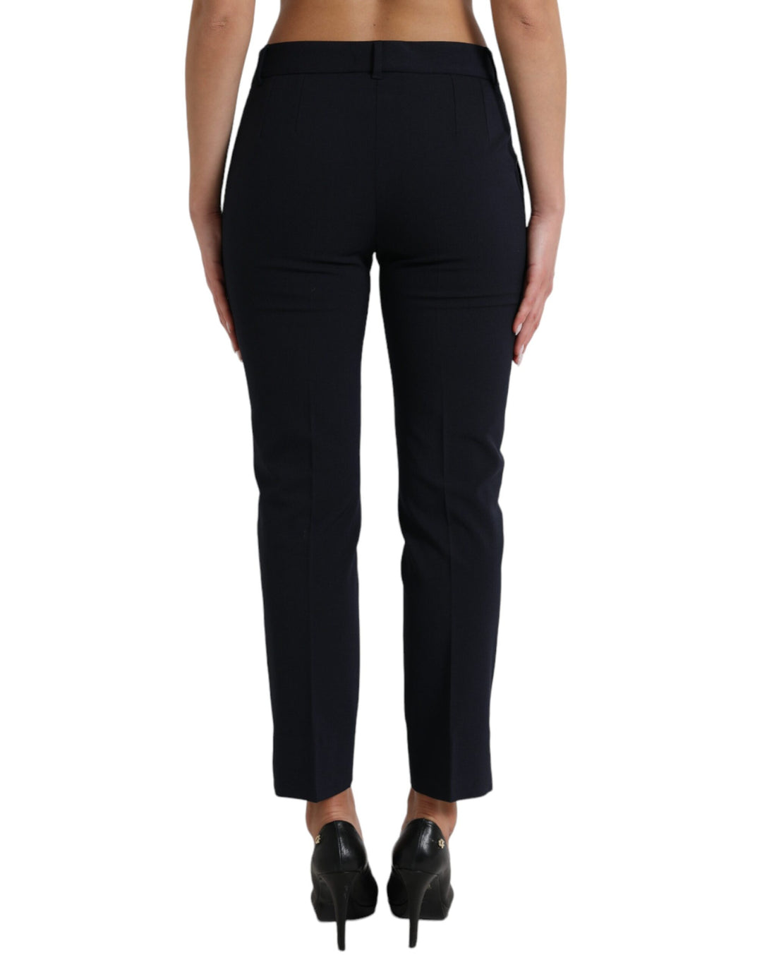 Dolce & Gabbana Elegante Mid Waist Tapered Pants in Blau