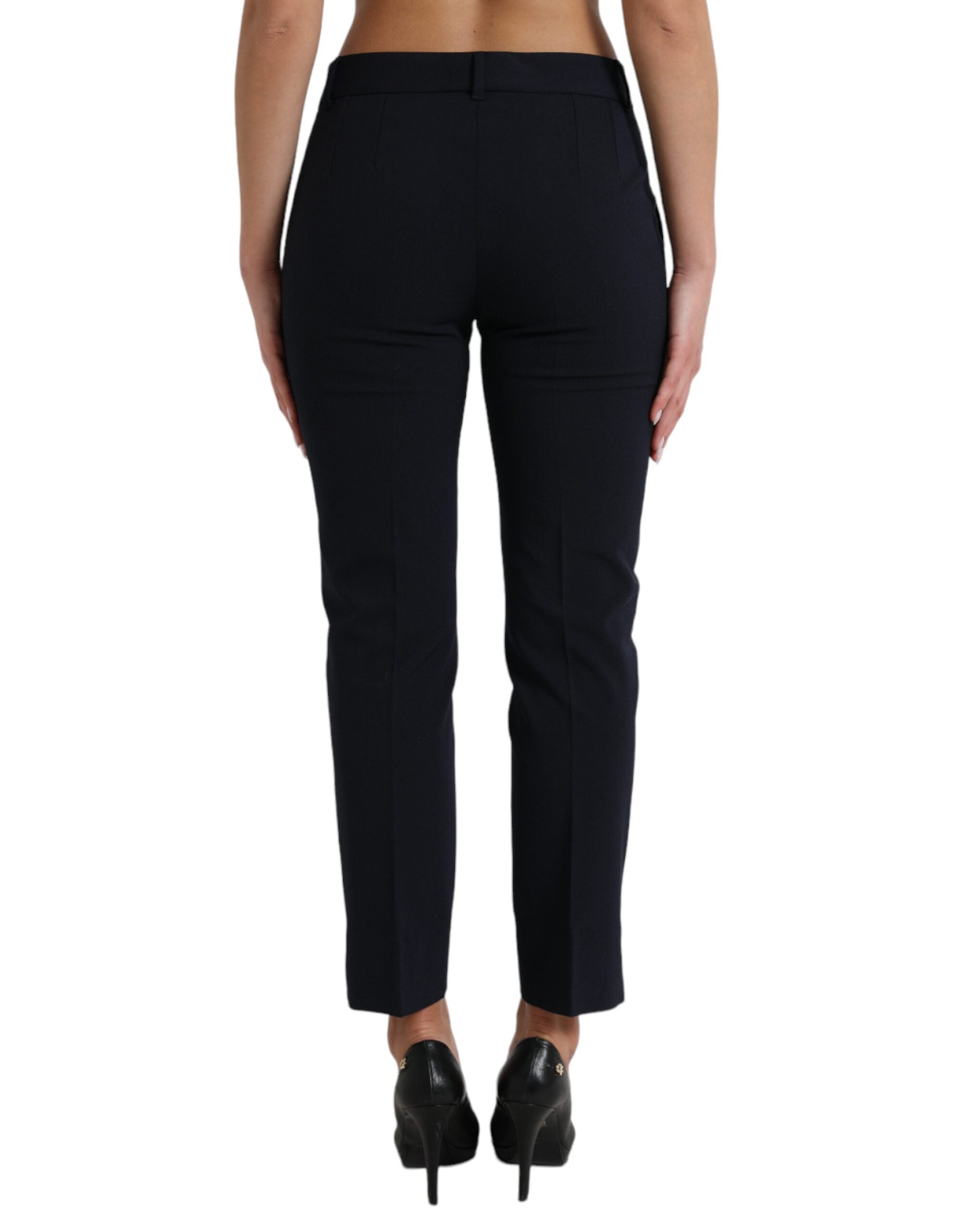 Elegant mid waist tapered pants in blue