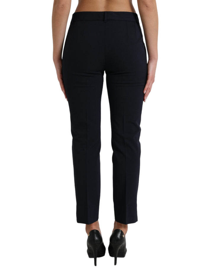 Dolce & Gabbana Elegante Mid Waist Tapered Pants in Blau