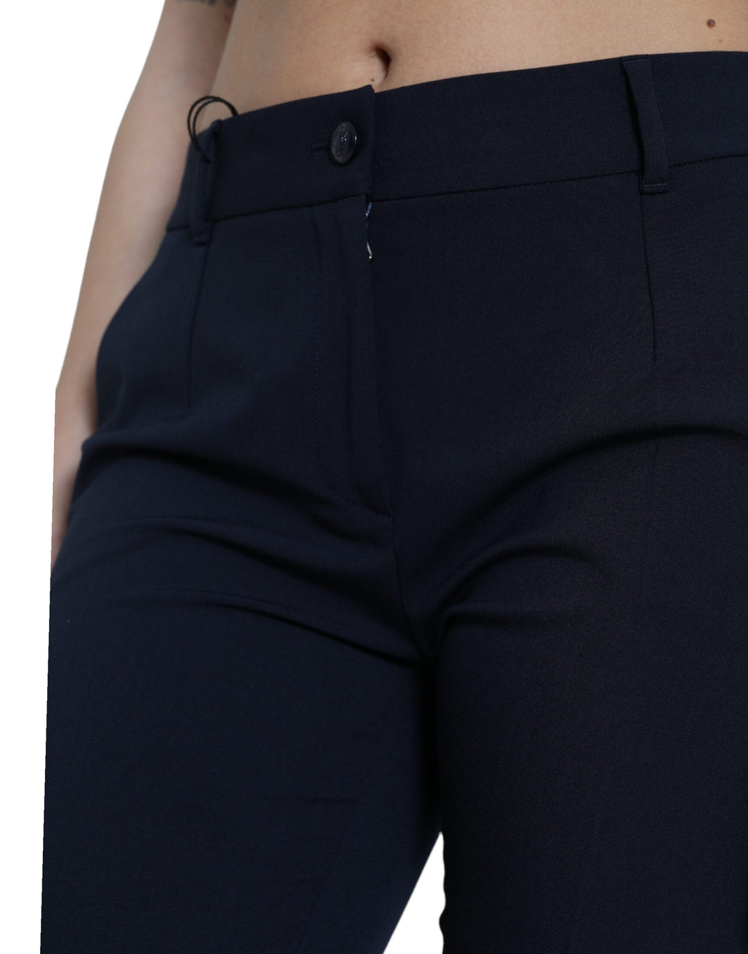 Dolce & Gabbana Elegante Mid Waist Tapered Pants in Blau