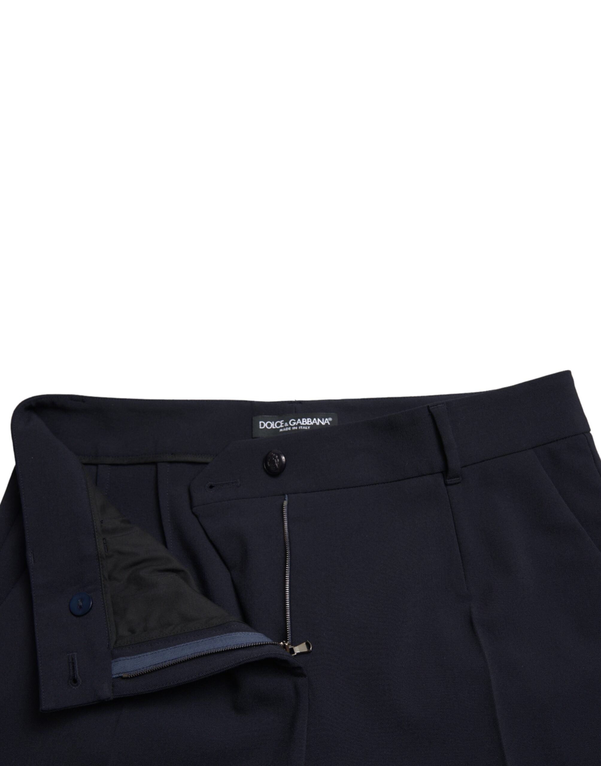 Elegant mid waist tapered pants in blue