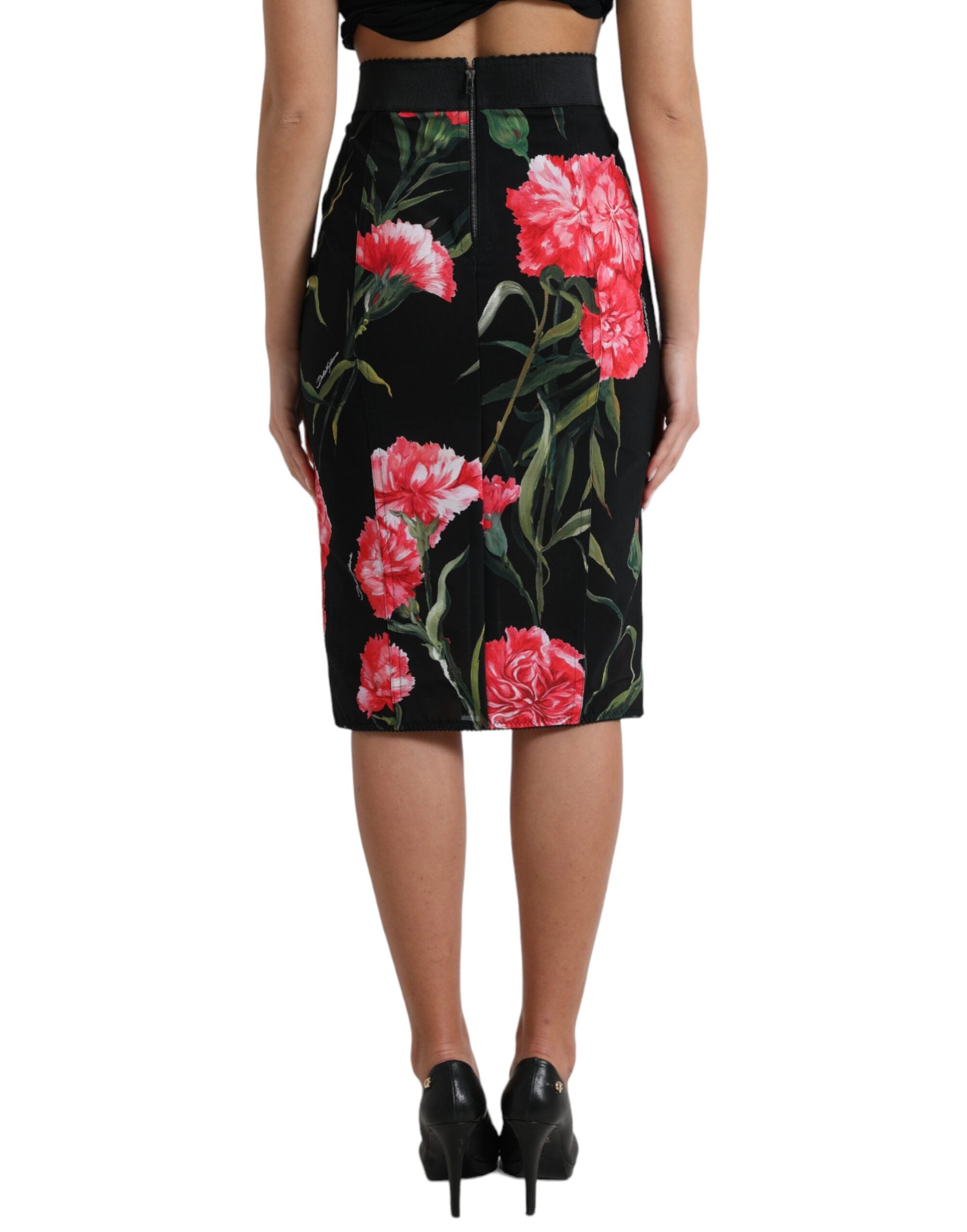 Floral high-waisted pencil skirt
