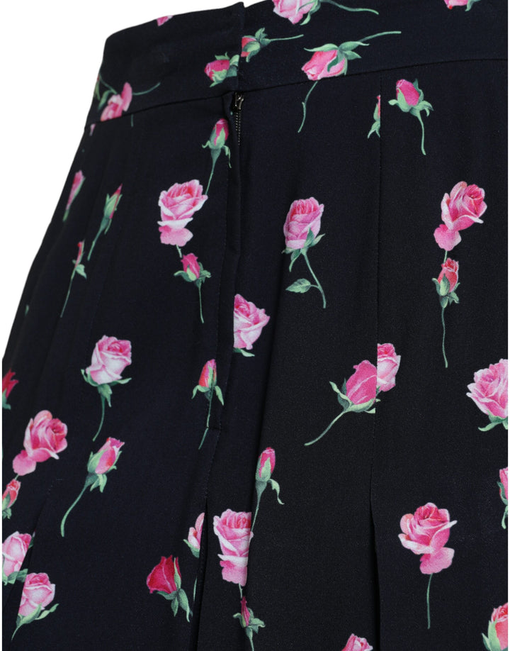 Elegant knee-length A-line skirt with floral pattern