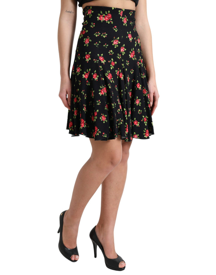 Floral A-line high-waisted mini skirt