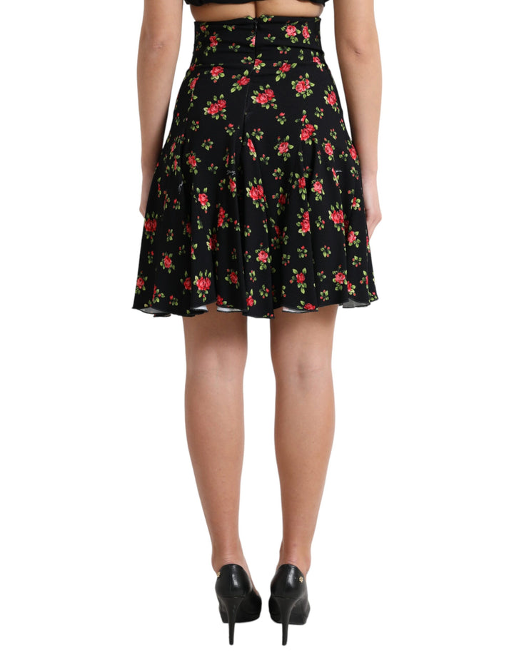 Floral A-line high-waisted mini skirt