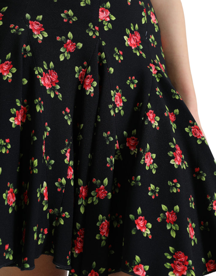 Floral A-line high-waisted mini skirt