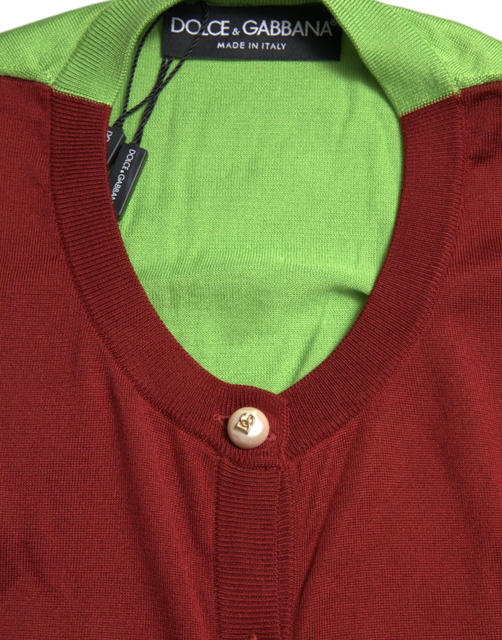Multicolor Strickjacke Color Block Silk Crewneck Sweater