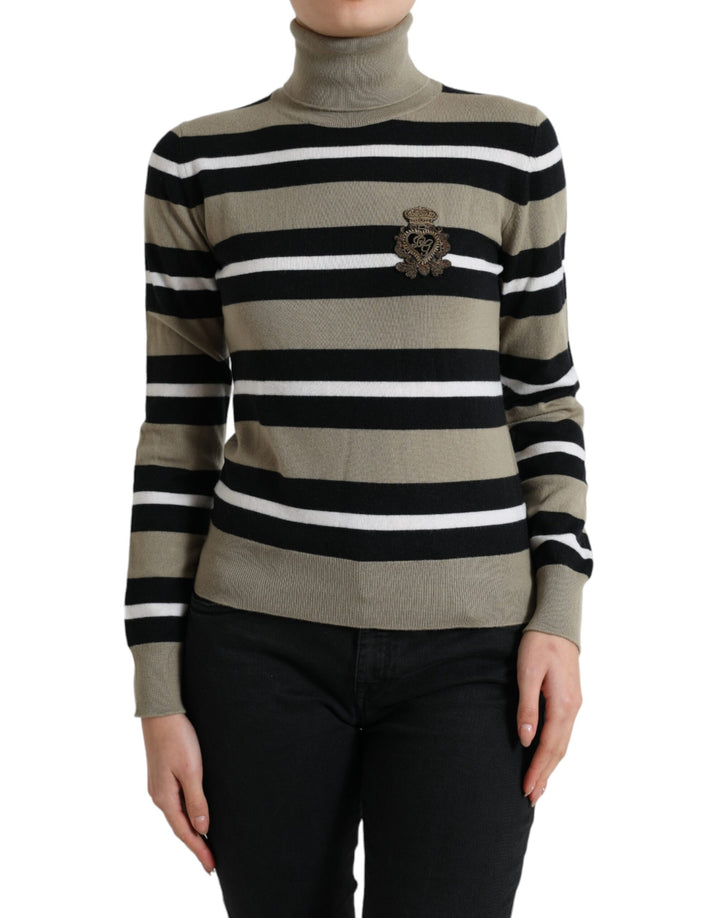 Mehrfarbig gestreifter Logo-Rollkragen-Pullover