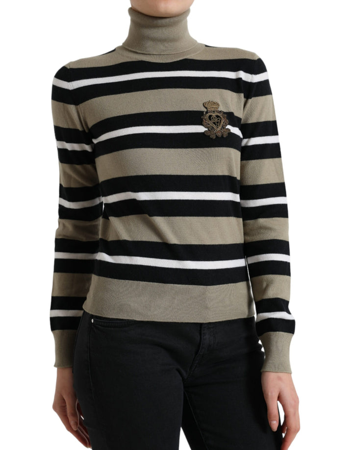 Mehrfarbig gestreifter Logo-Rollkragen-Pullover