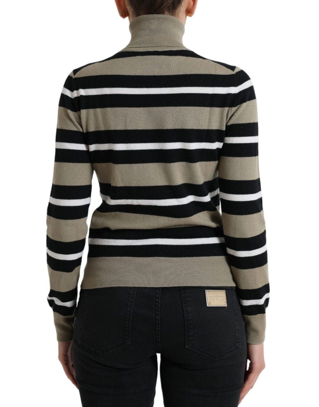Mehrfarbig gestreifter Logo-Rollkragen-Pullover
