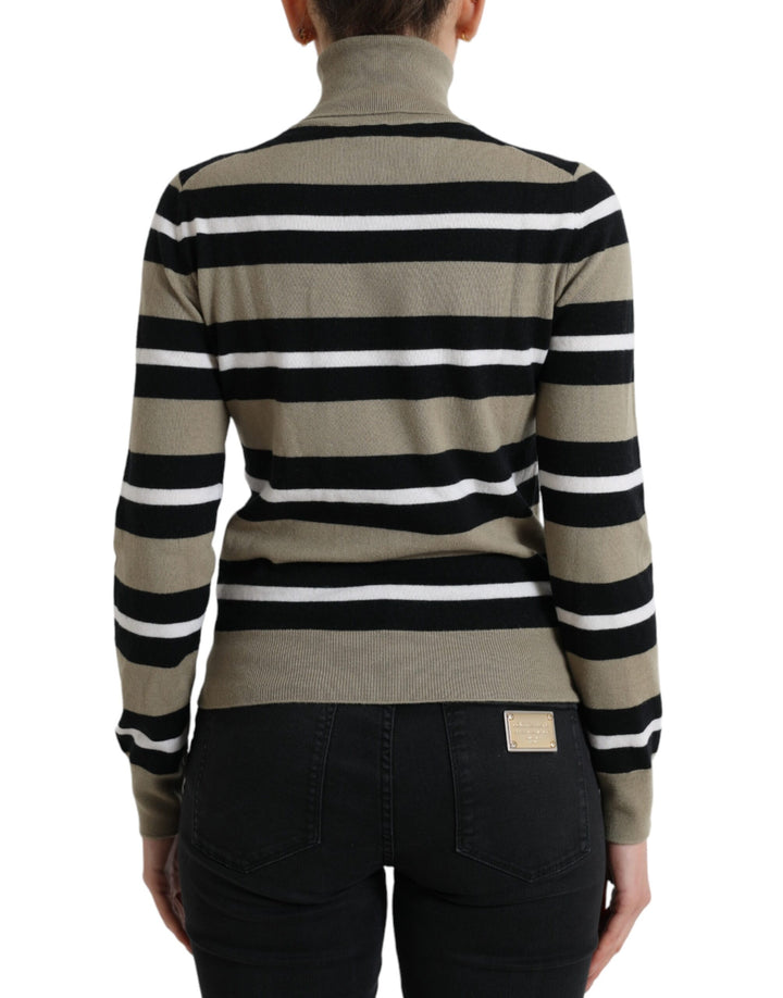 Mehrfarbig gestreifter Logo-Rollkragen-Pullover