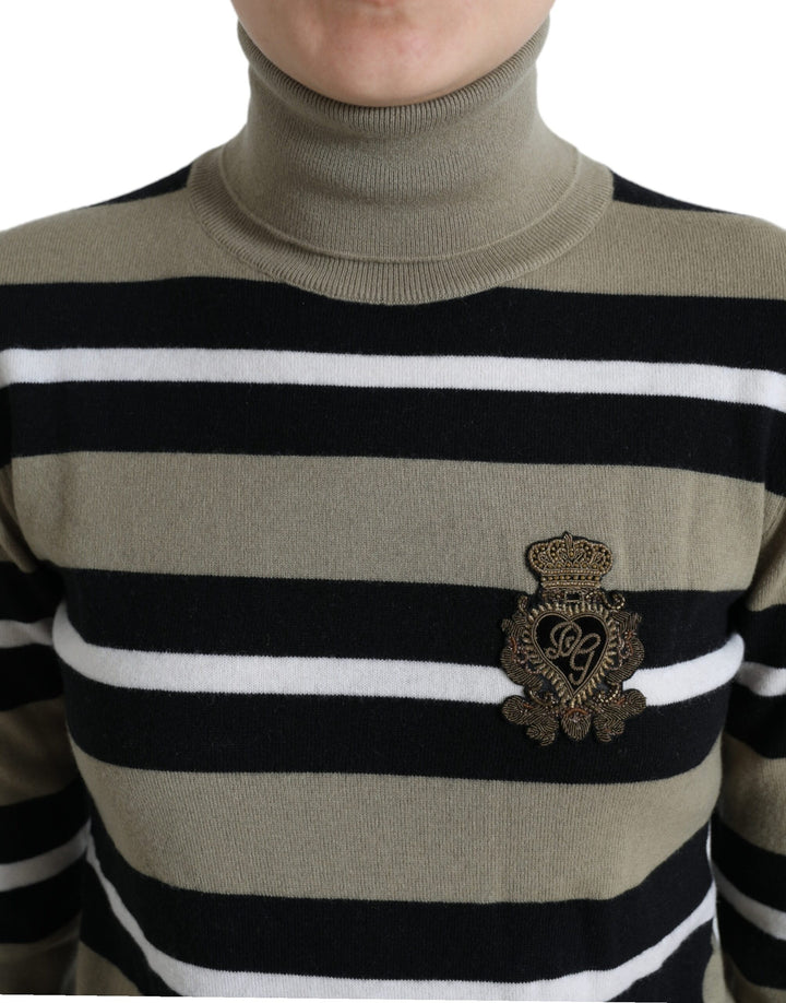 Mehrfarbig gestreifter Logo-Rollkragen-Pullover