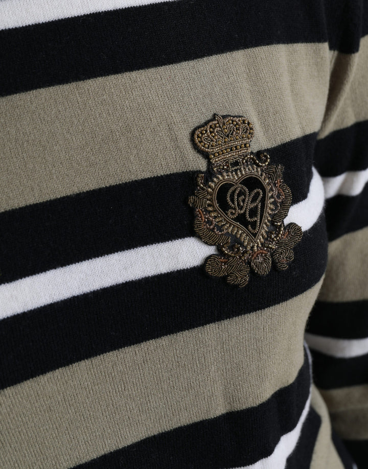 Mehrfarbig gestreifter Logo-Rollkragen-Pullover