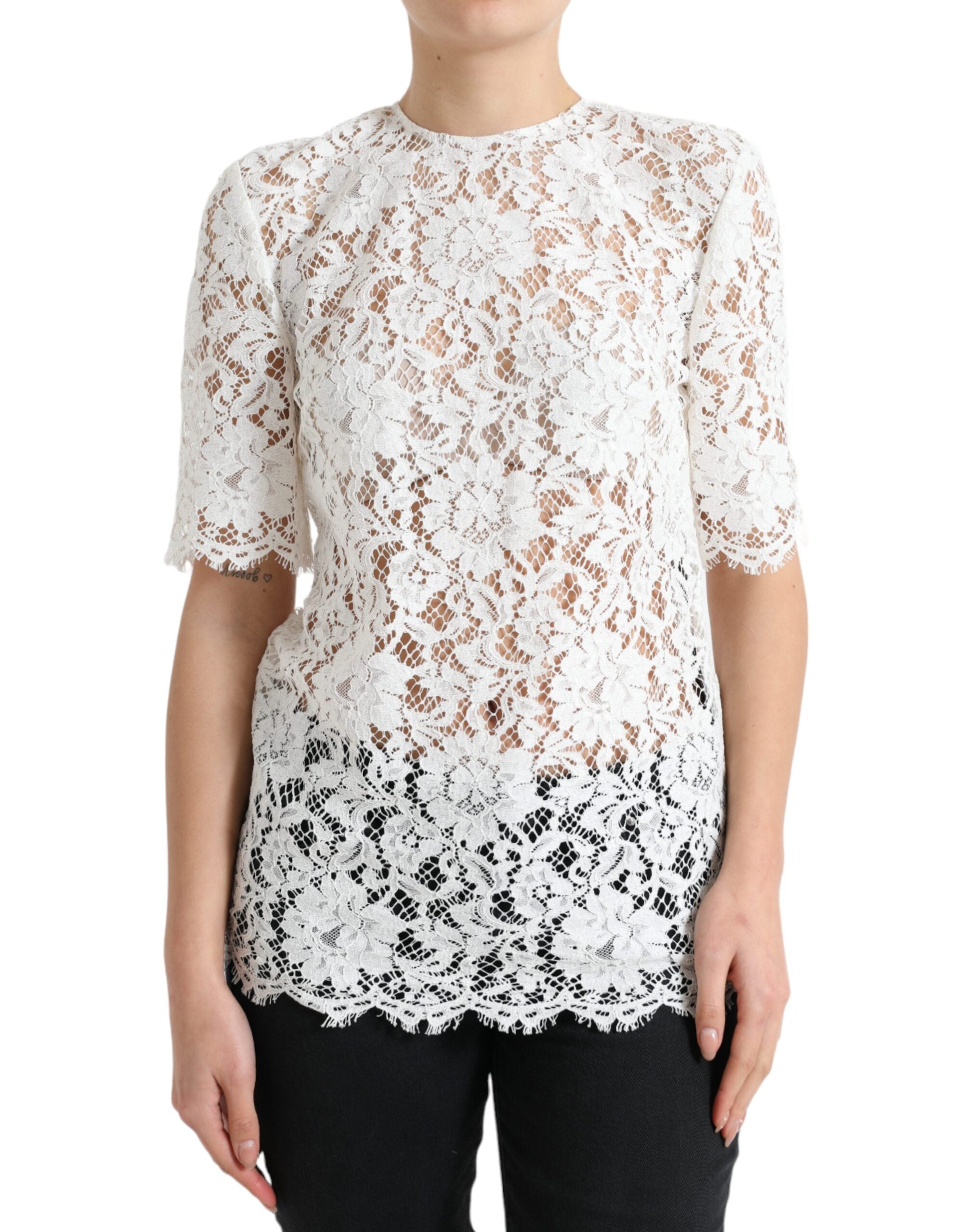 Elegant white lace blouse
