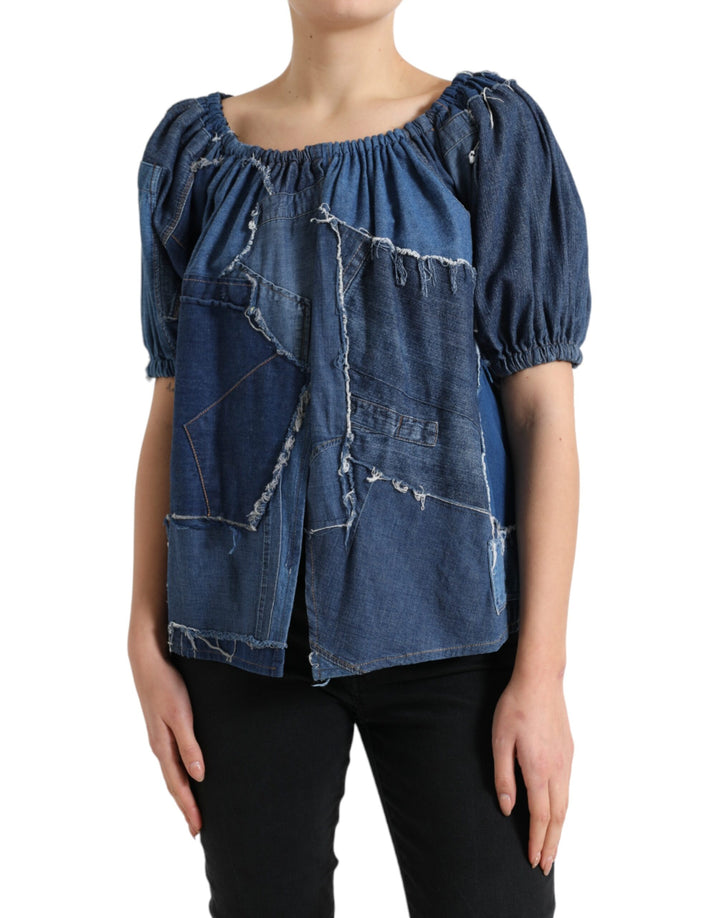 Elegant blouse top made of cotton denim