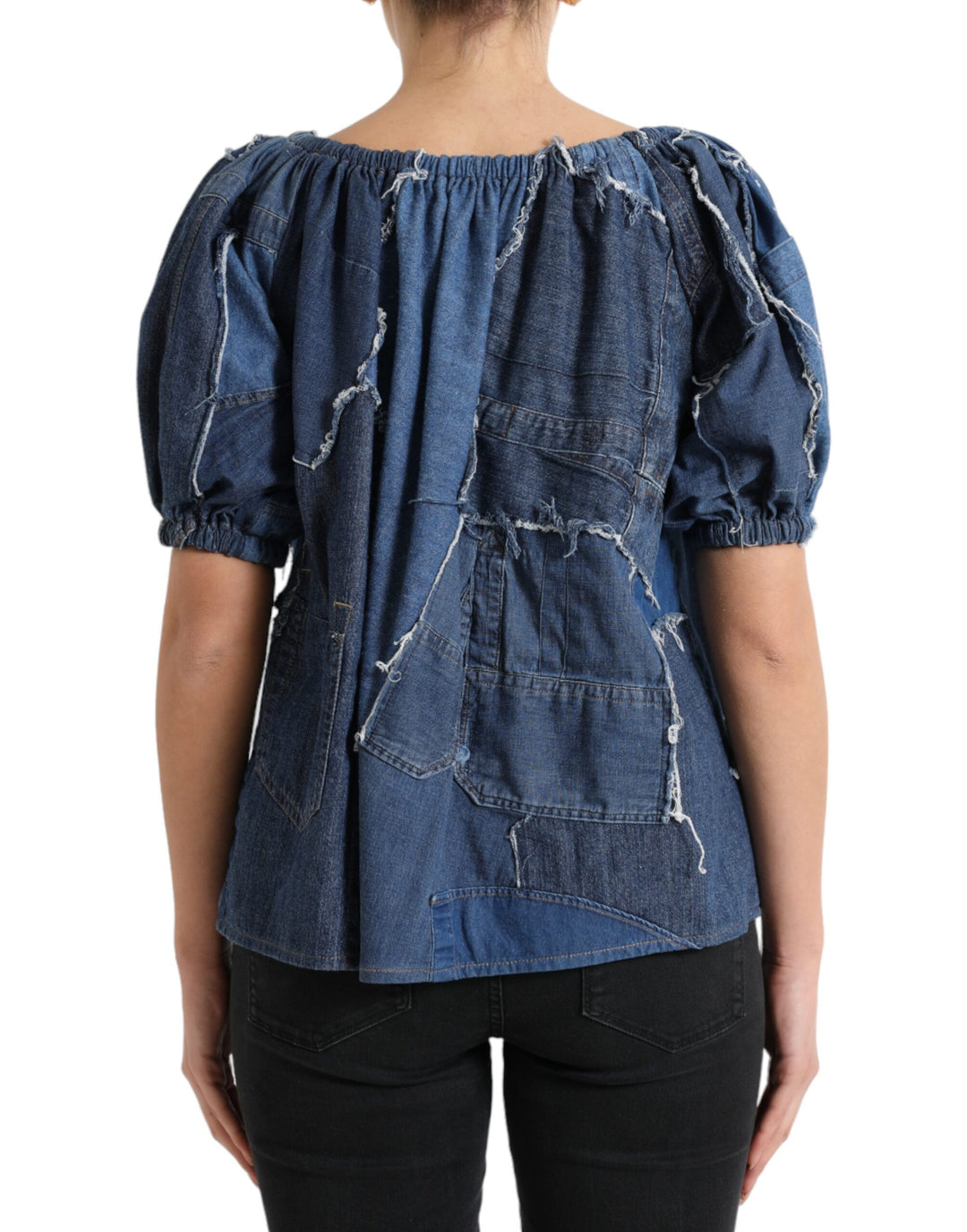 Elegant blouse top made of cotton denim