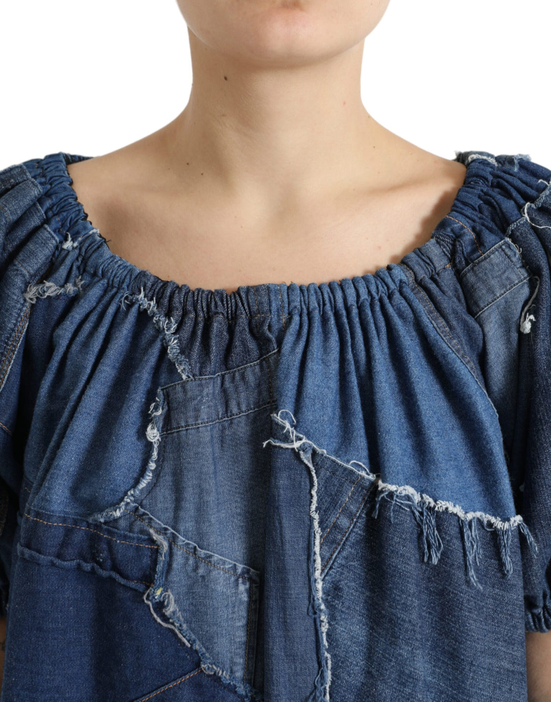 Elegant blouse top made of cotton denim