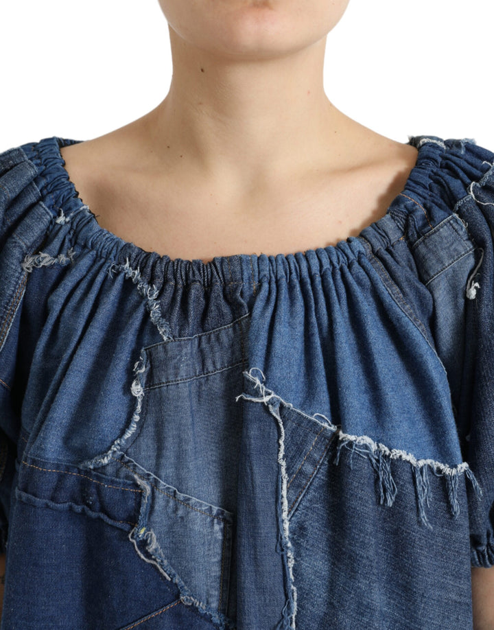 Elegant blouse top made of cotton denim