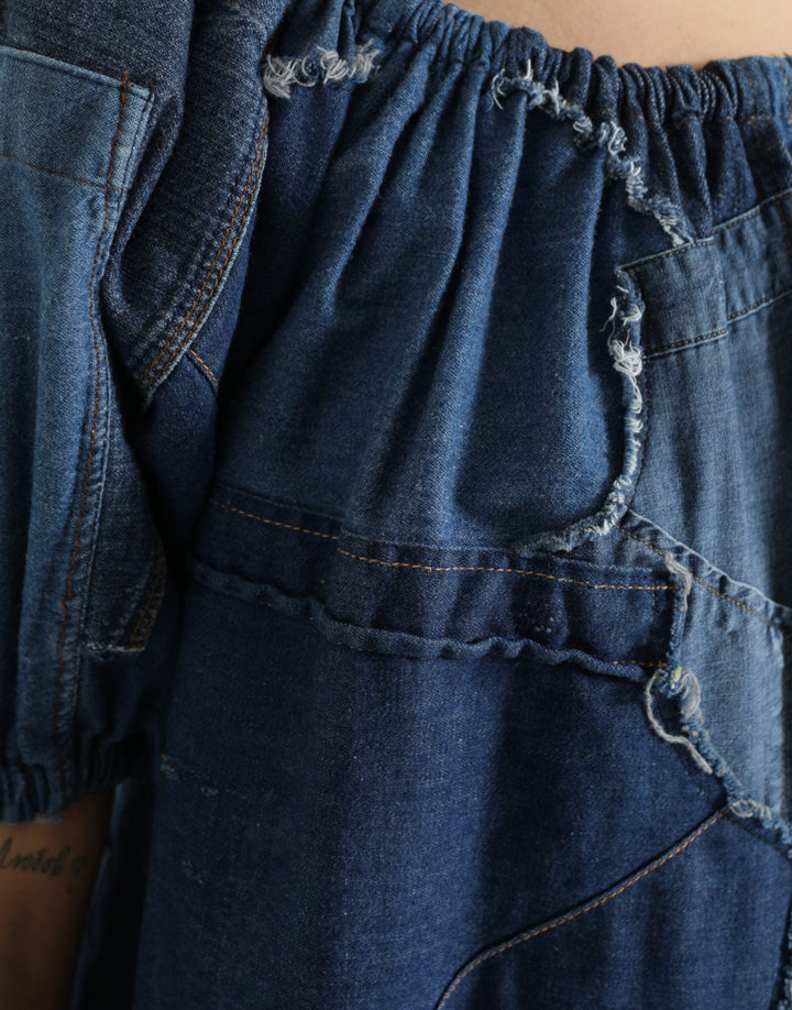 Elegant blouse top made of cotton denim