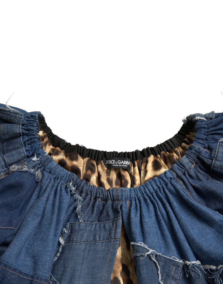 Elegant blouse top made of cotton denim
