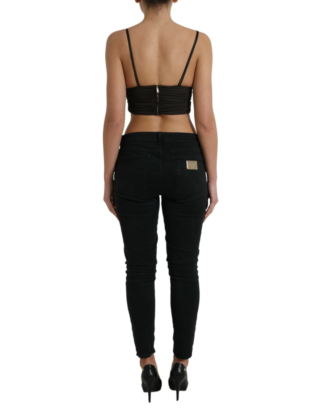 Braunes Viskose Tank Top mit tiefem V-Ausschnitt