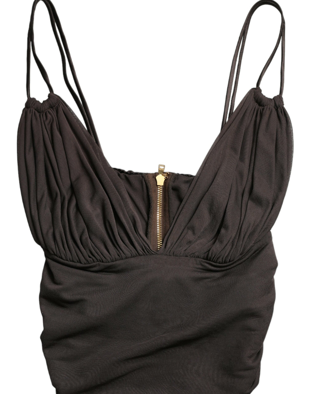 Braunes Viskose Tank Top mit tiefem V-Ausschnitt