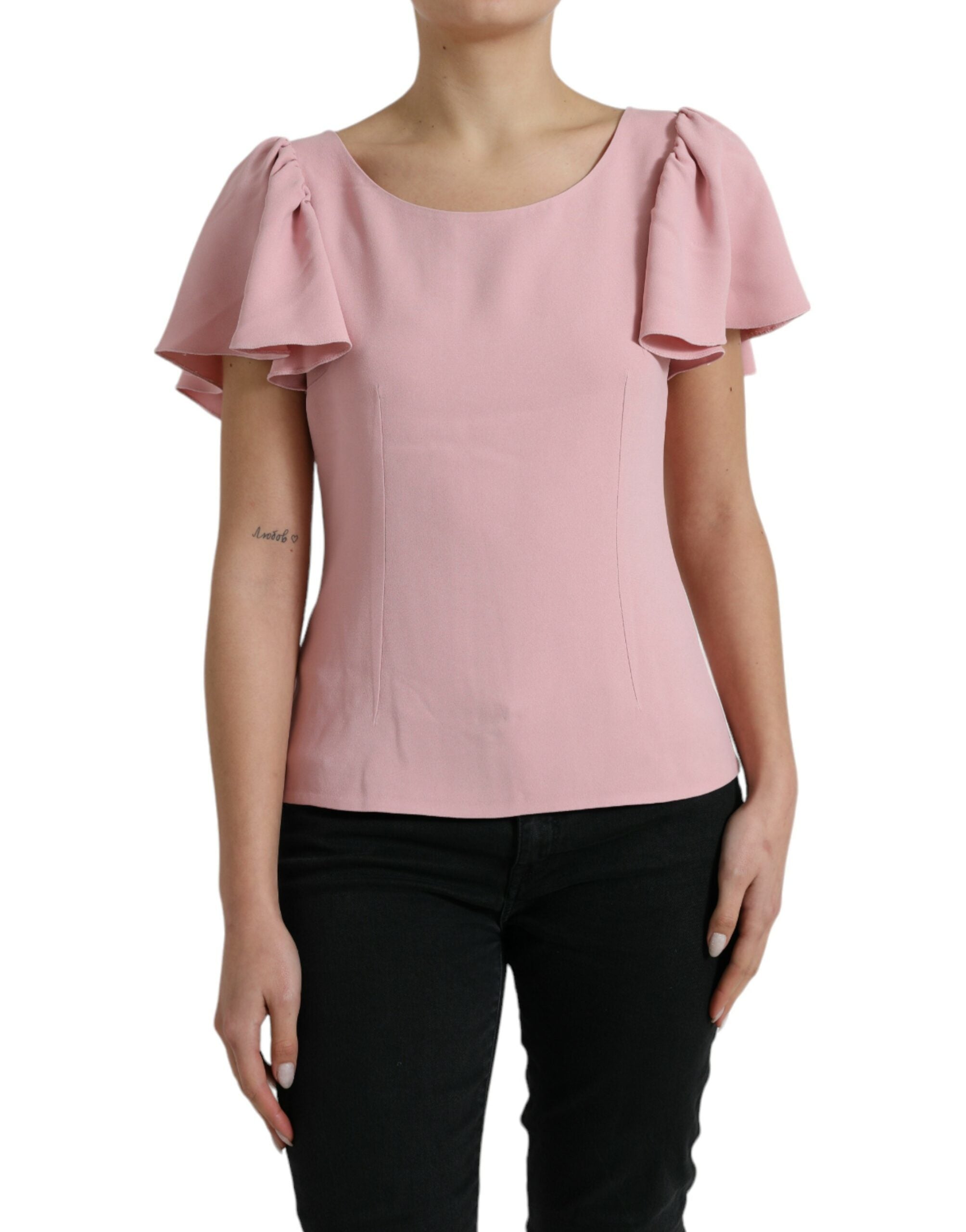 Chic pink top with bell sleeves