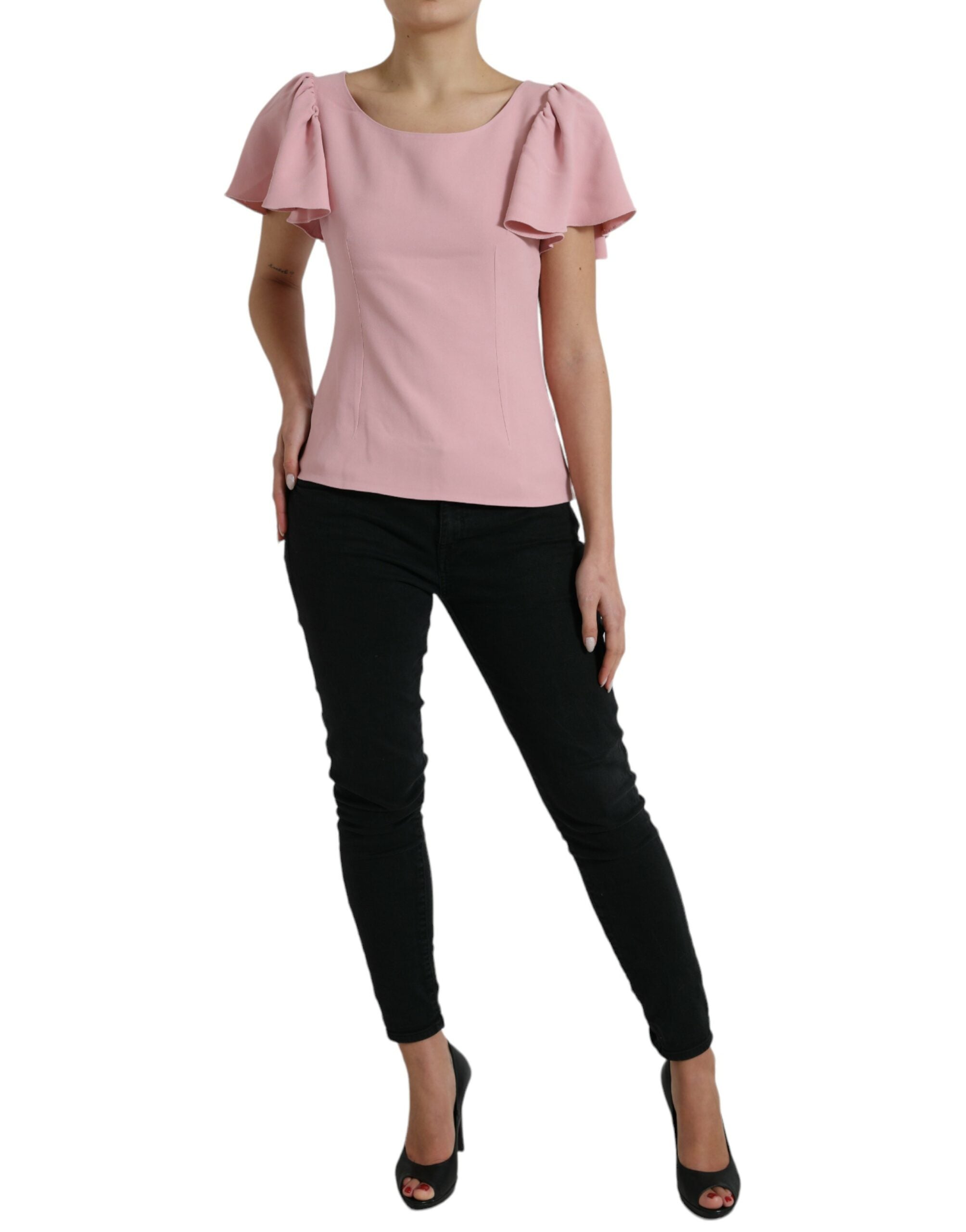 Chic pink top with bell sleeves