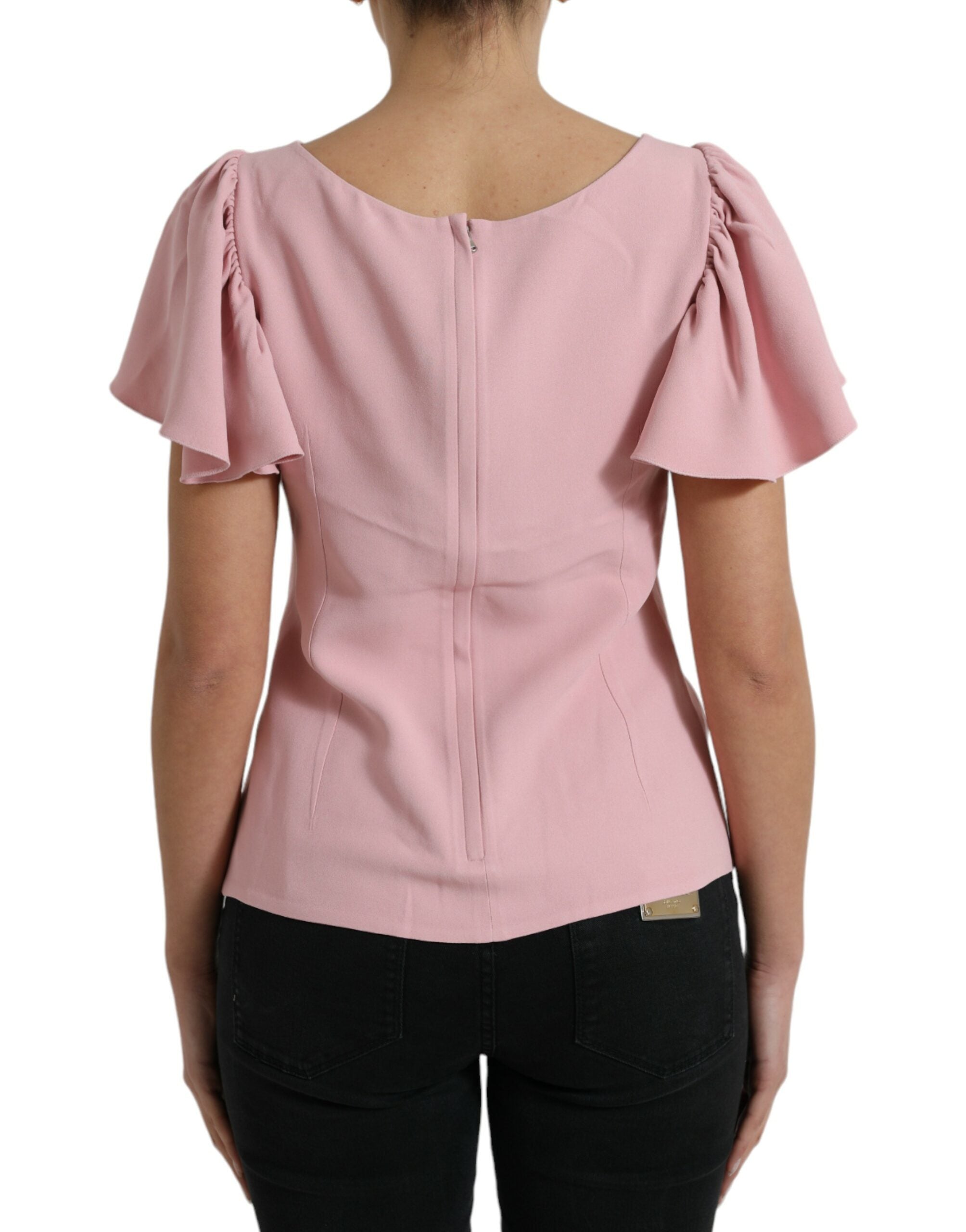 Chic pink top with bell sleeves