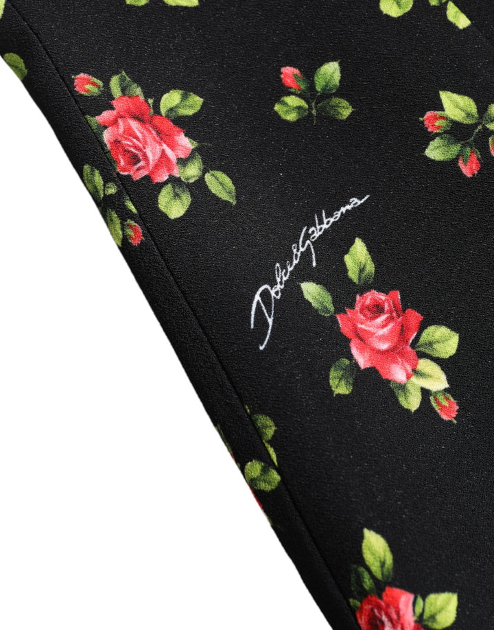 Schwarzes Rollkragenblusentop mit Rosendruck