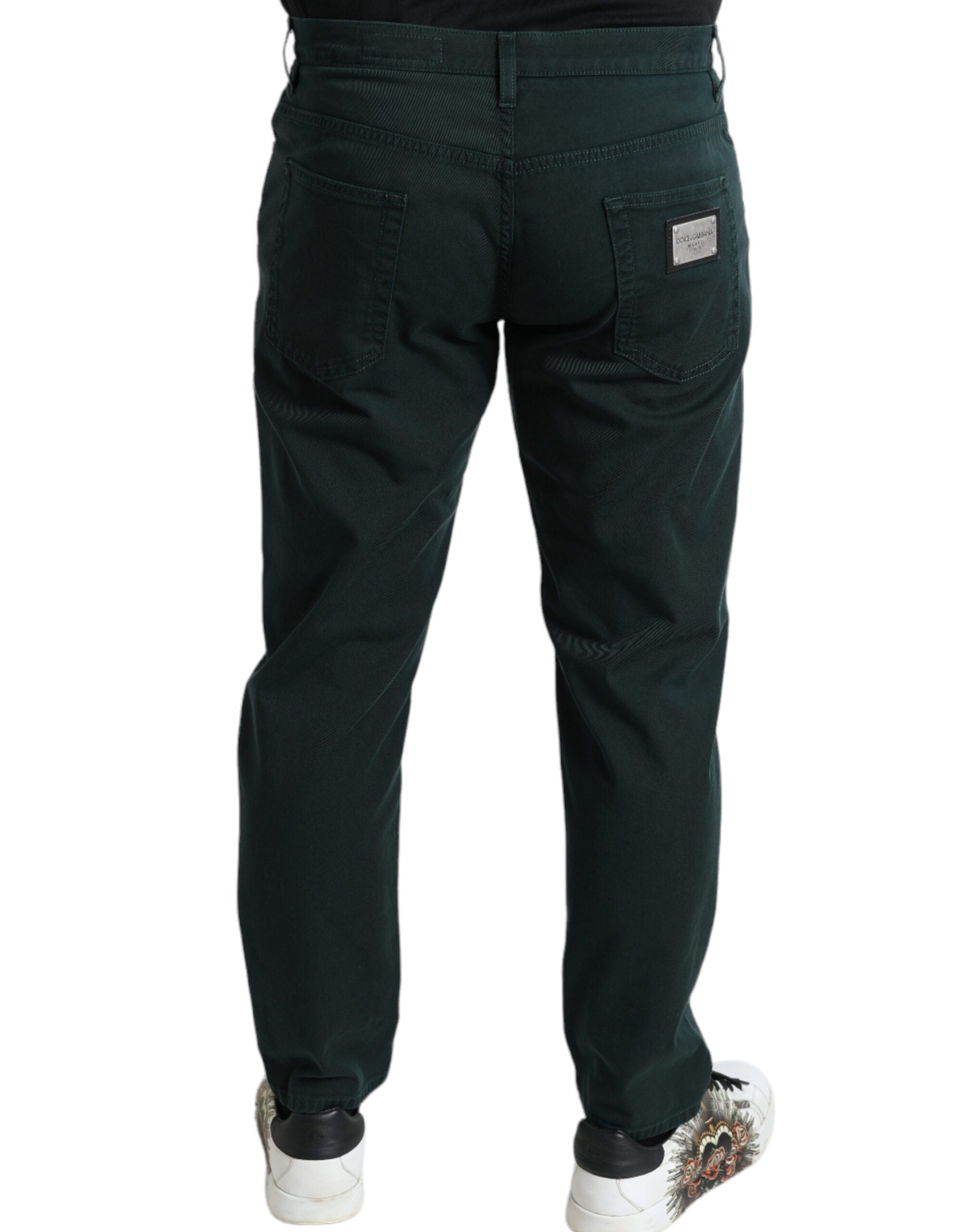 Elegant green skinny jeans made of cotton