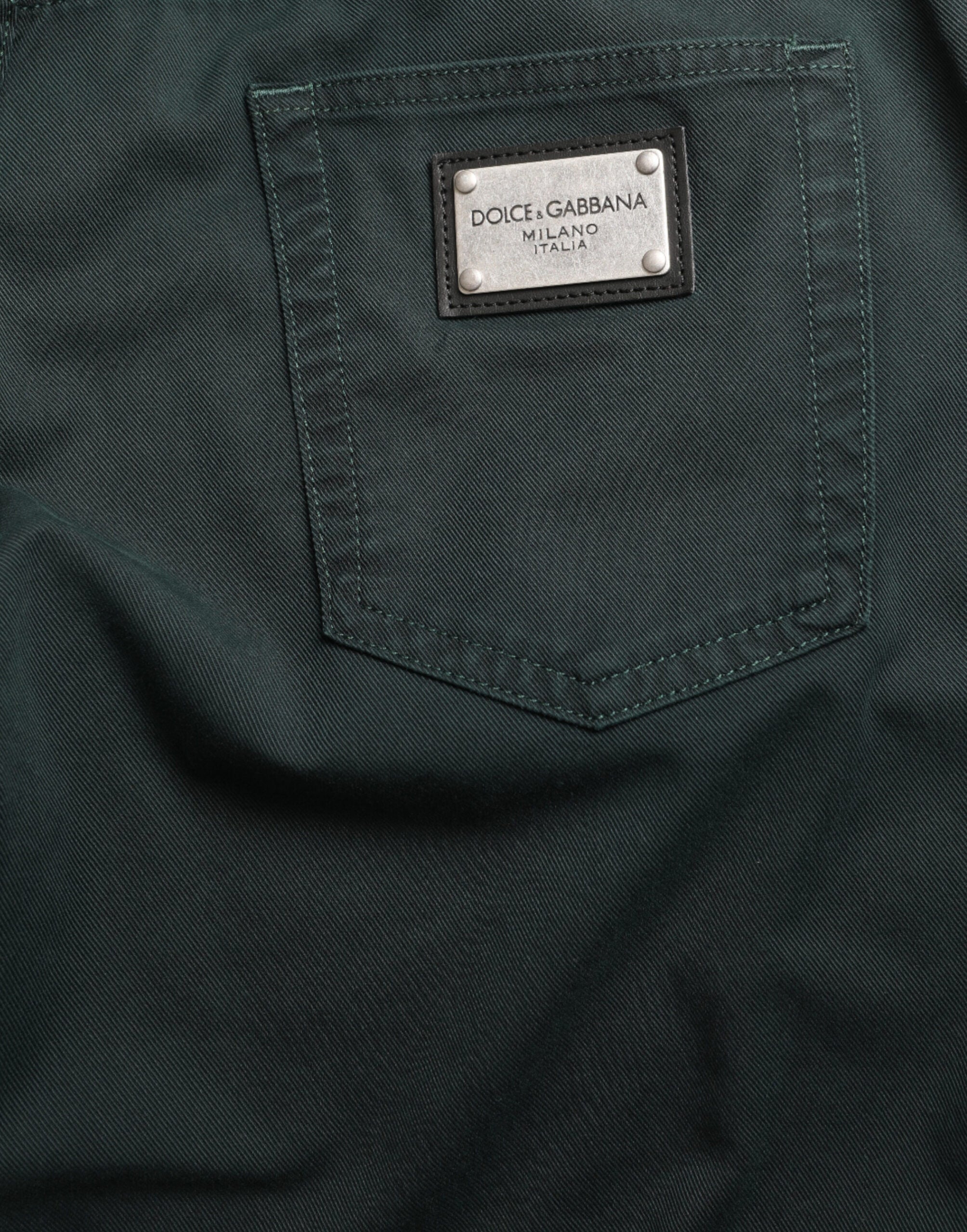 Elegant green skinny jeans made of cotton