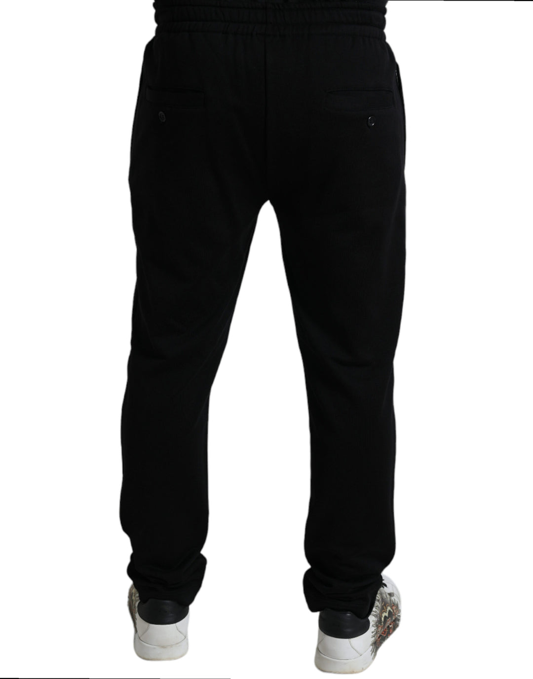 Dolce & Gabbana Elegante schwarze Baumwoll-Jogger mit Logo-Stickerei