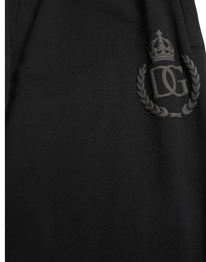 Dolce & Gabbana Elegante schwarze Baumwoll-Jogger mit Logo-Stickerei