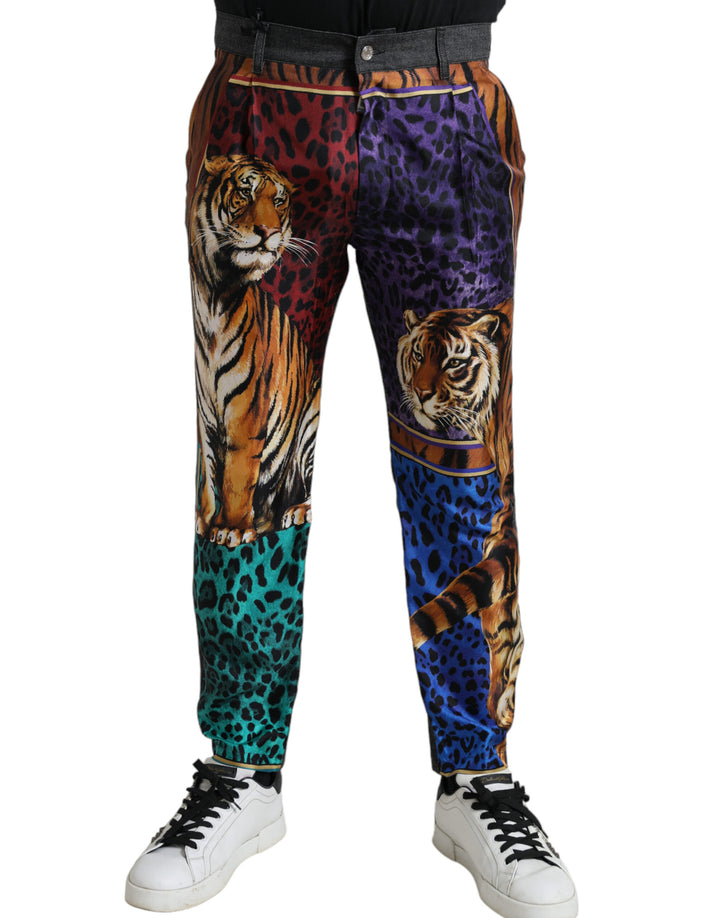 Multicolor Tiger Print Lose Denim Jeans