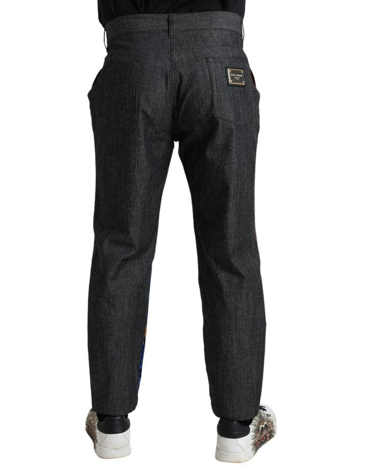 Multicolor Tiger Print Lose Denim Jeans