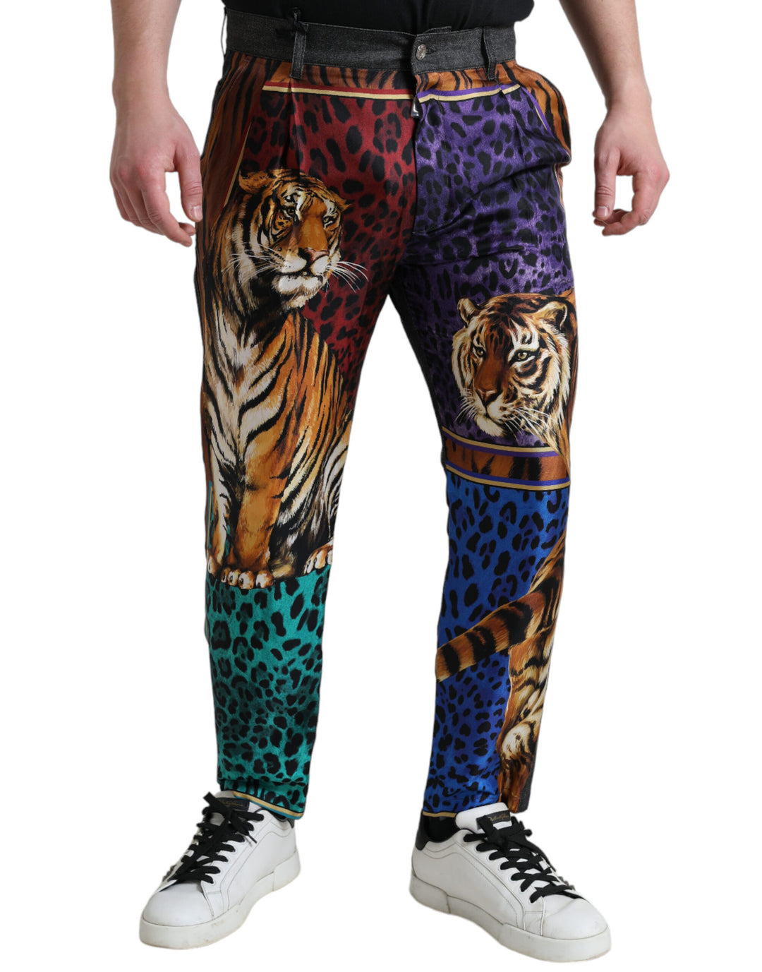 Multicolor Tiger Print Lose Denim Jeans