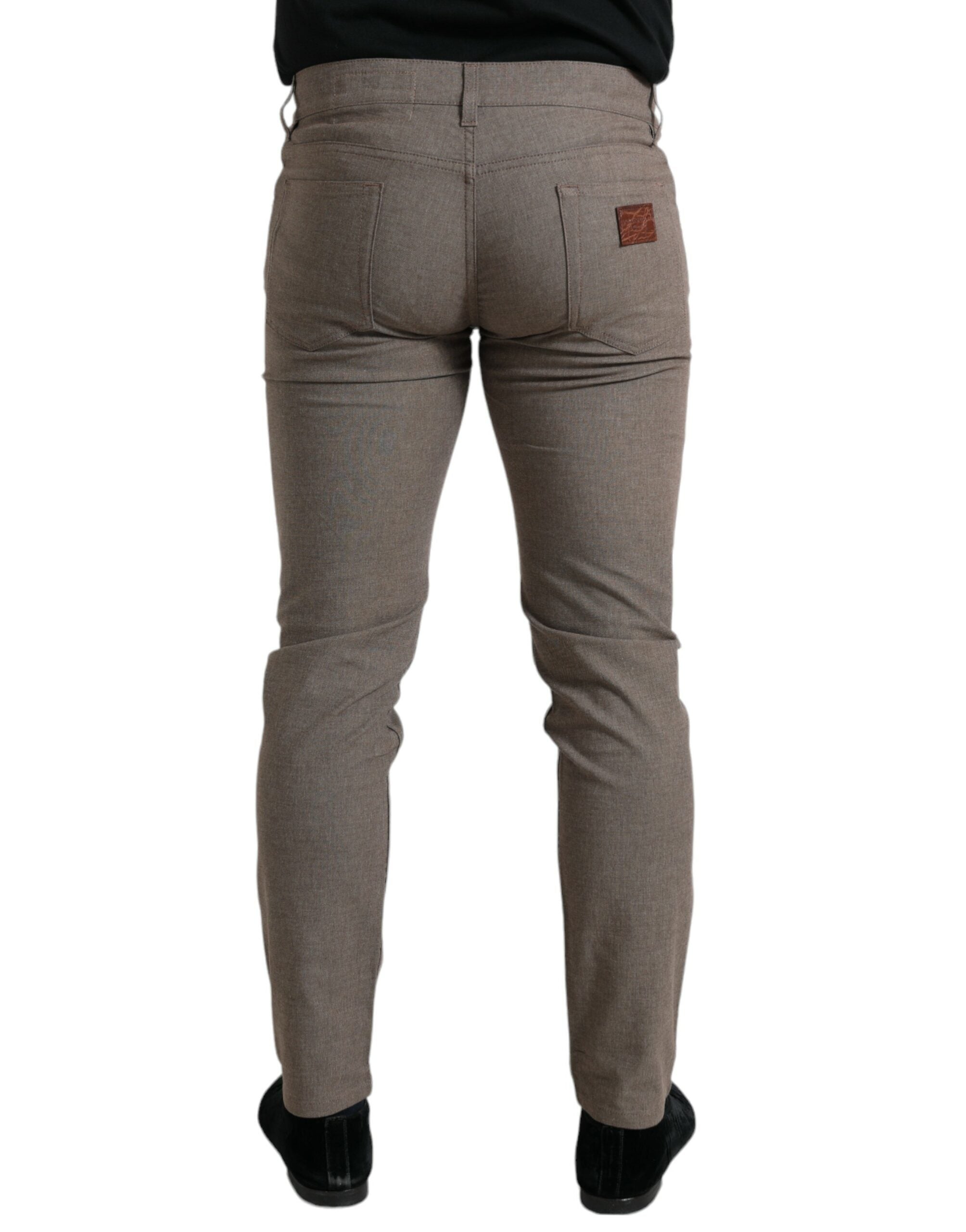 Elegant brown cotton stretch skinny pants