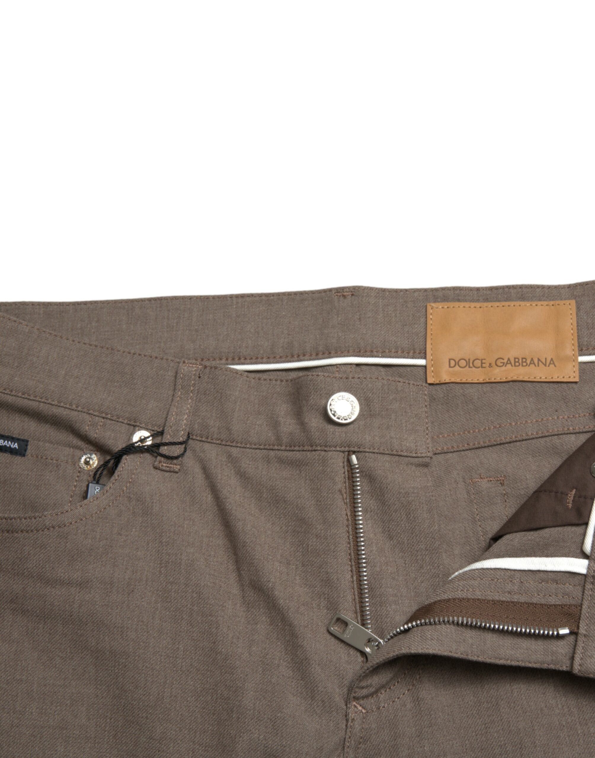 Elegant brown cotton stretch skinny pants