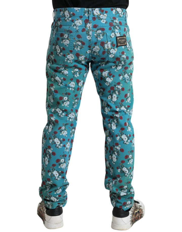 Chic floral skinny denim jeans