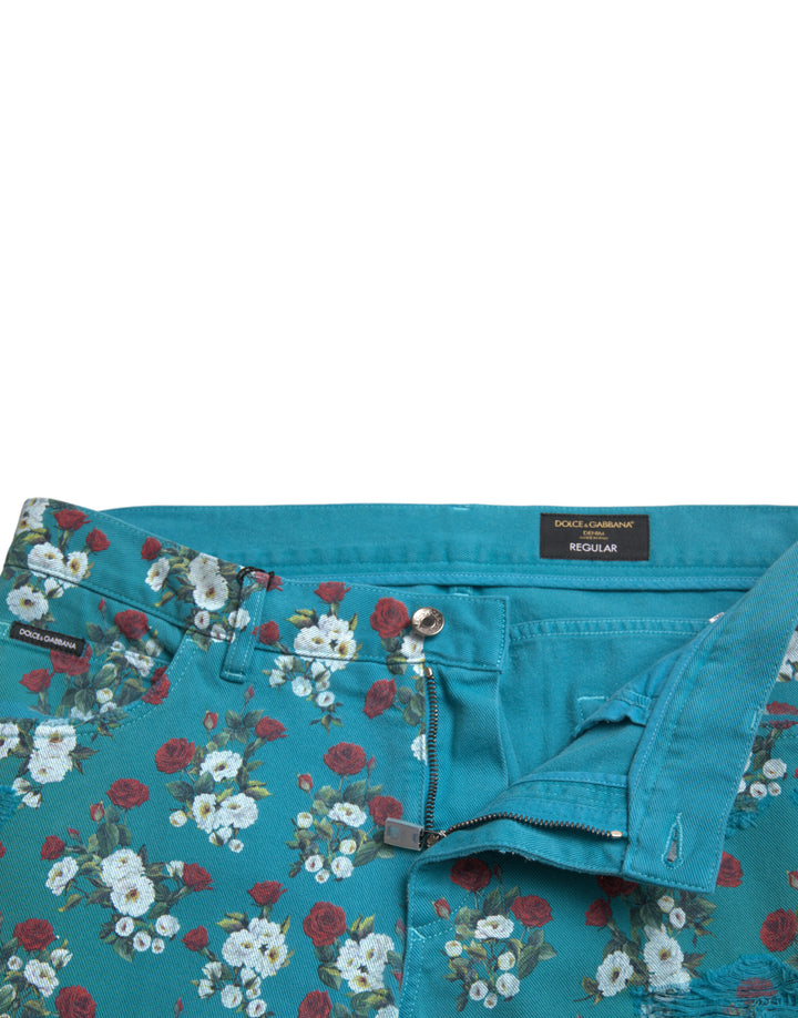 Chic floral skinny denim jeans