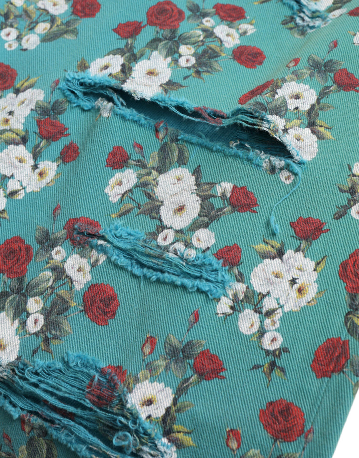 Chic floral skinny denim jeans