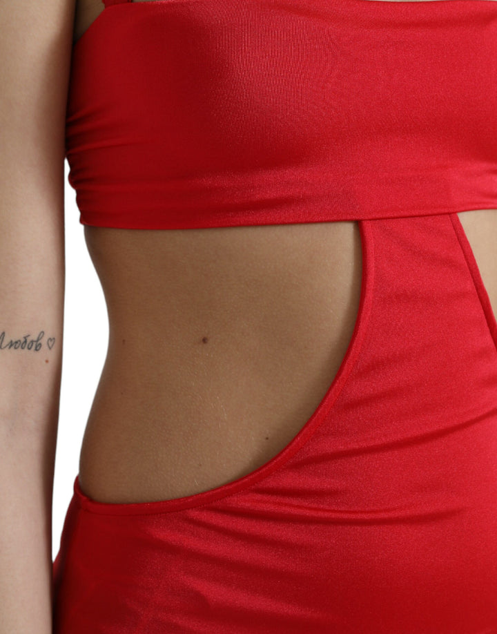 Exquisite red cut-out bodycon mini dress